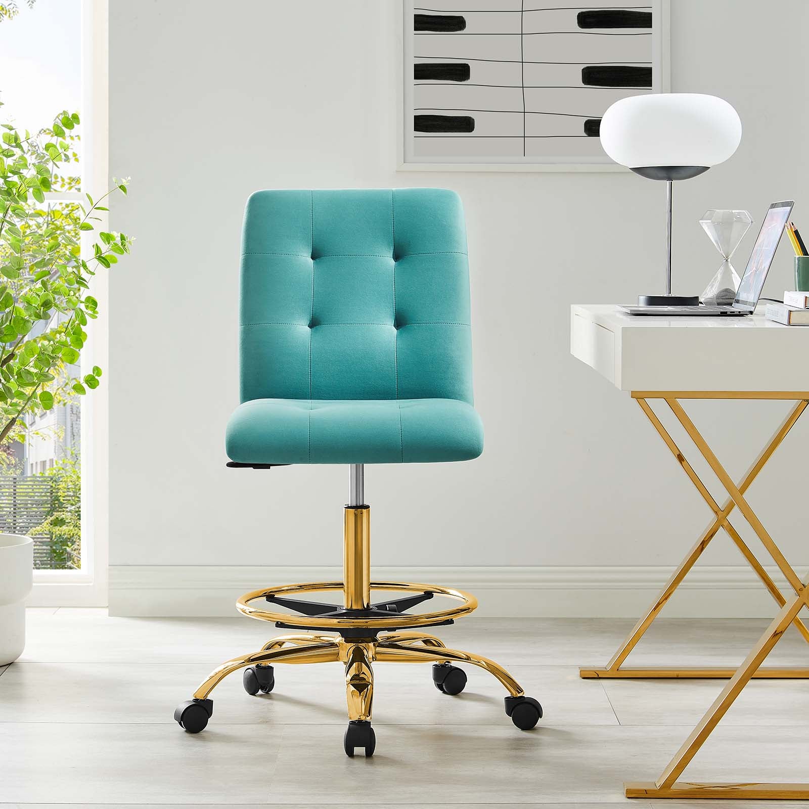 Prim Armless Performance Velvet Drafting Chair By Modway - EEI-4977 - Image 48