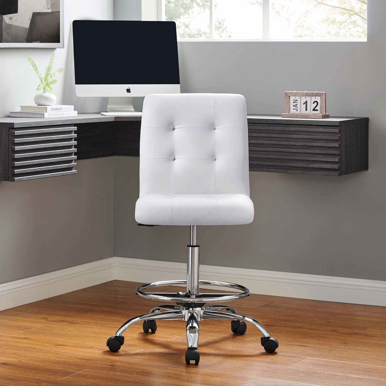 Prim Armless Vegan Leather Drafting Chair By Modway - EEI-4981 - Image 40