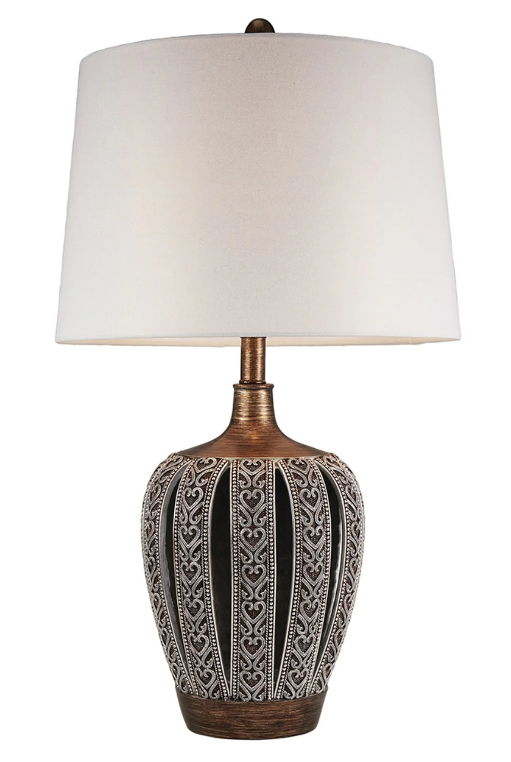 Primo Tall Brown Table Lamp with White Lamp Shade By Homeroots