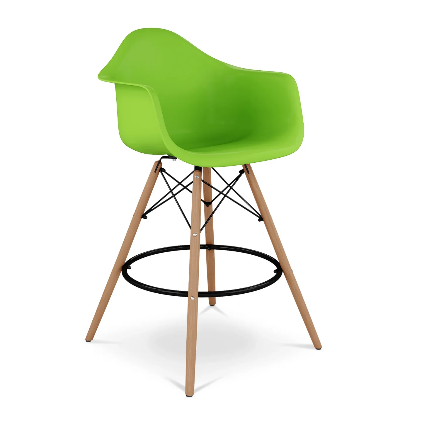 Pyramid Counter Stool With Arms, Green By World Modern Design