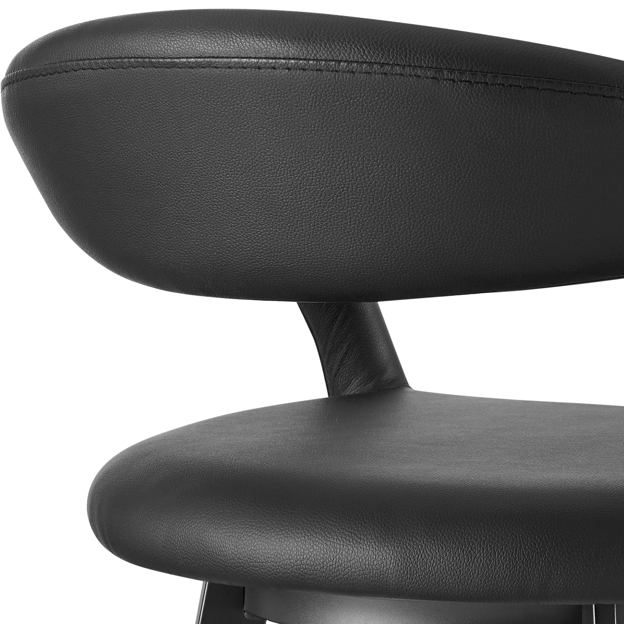 Ramona 26" Swivel Counter Stool with Matte Black Iron and Black Faux Leather By Armen Living - Image 10