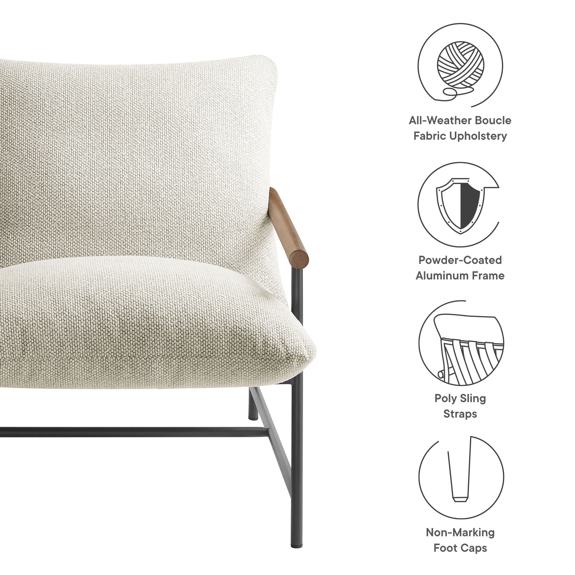 Raya Outdoor Patio Boucle Sling Lounge Chair by Modway - Image 17