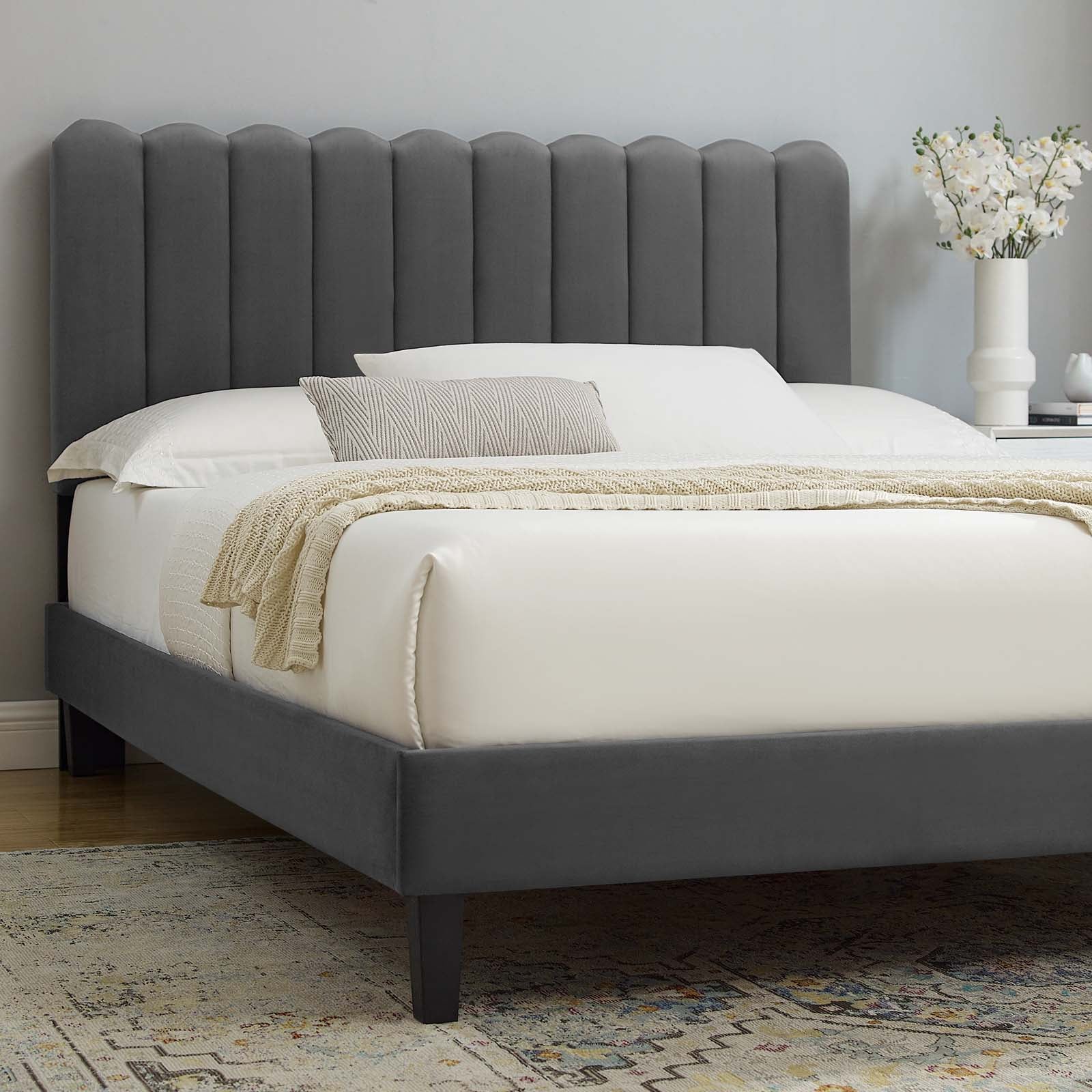 Reagan Twin Performance Velvet Platform Bed By Modway - MOD-6887