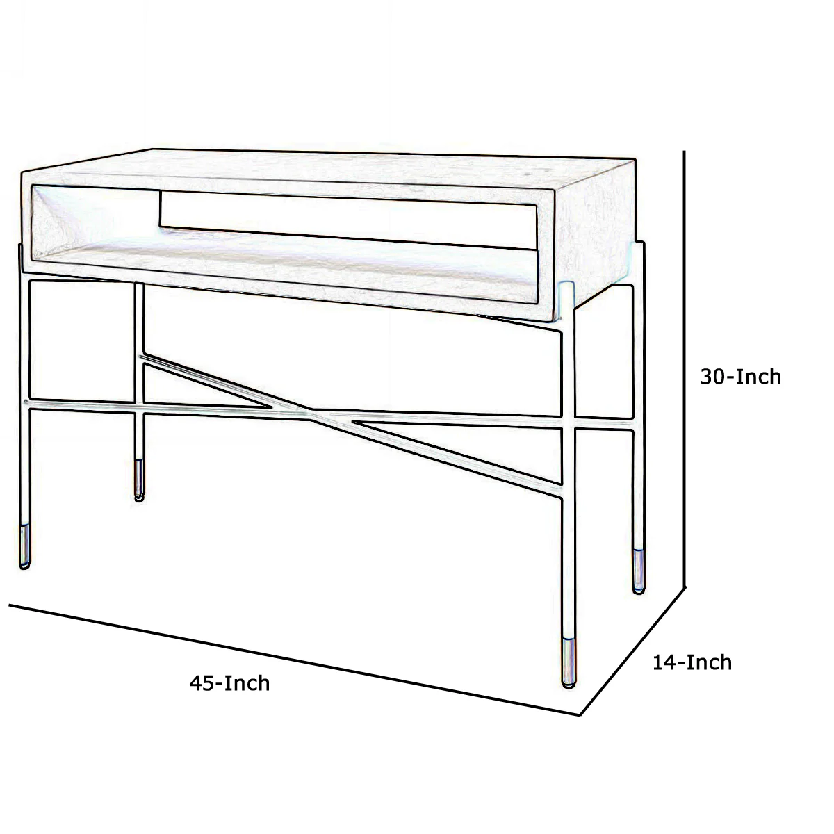 Rectangular Console Table with Concrete Top and Metal Base, Gray and Black - BM219316 By Benzara - Image 5