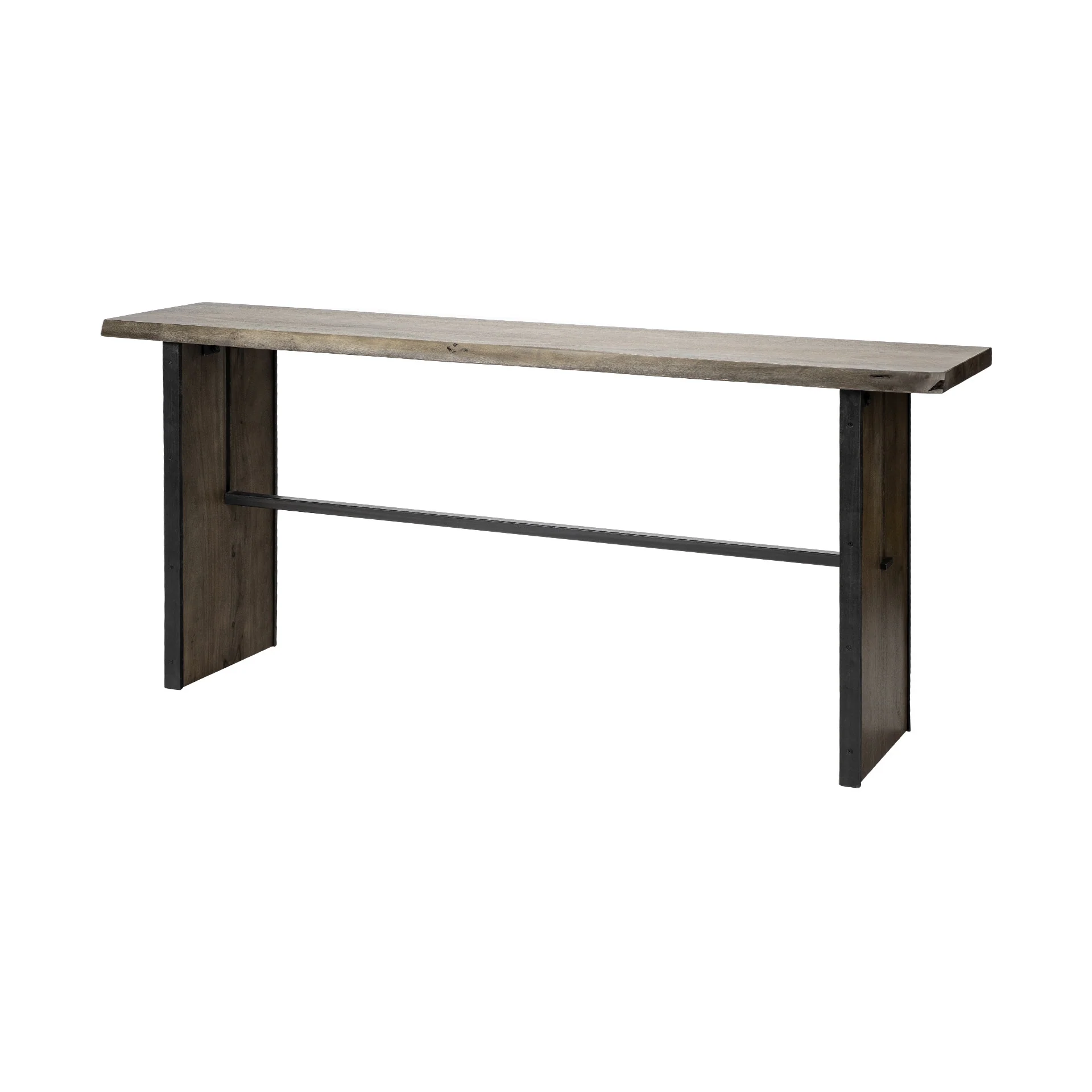 Rectangular Medium Brown Live Edge Mango Wood Console Table With Plank Like Legs By Homeroots
