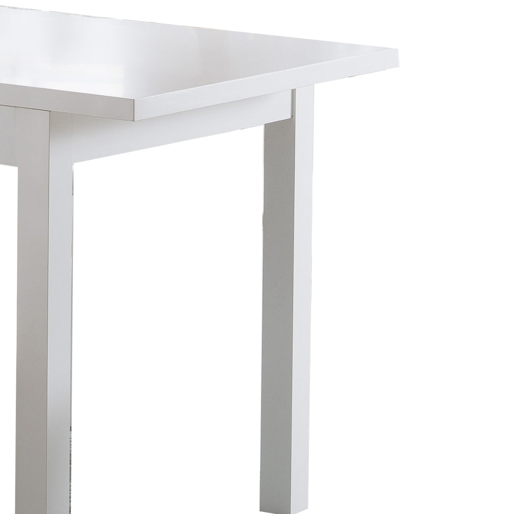 Rectangular Wooden Frame Dining Table With Straight Legs, Glossy White By Benzara - Image 5