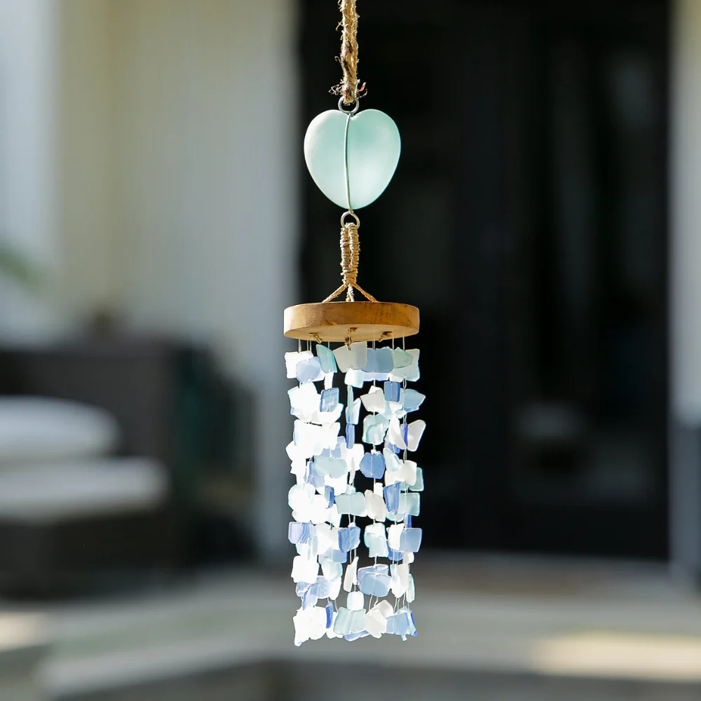 Recycled Glass Heart Mobile Set of 4 By Garden Age Supply
