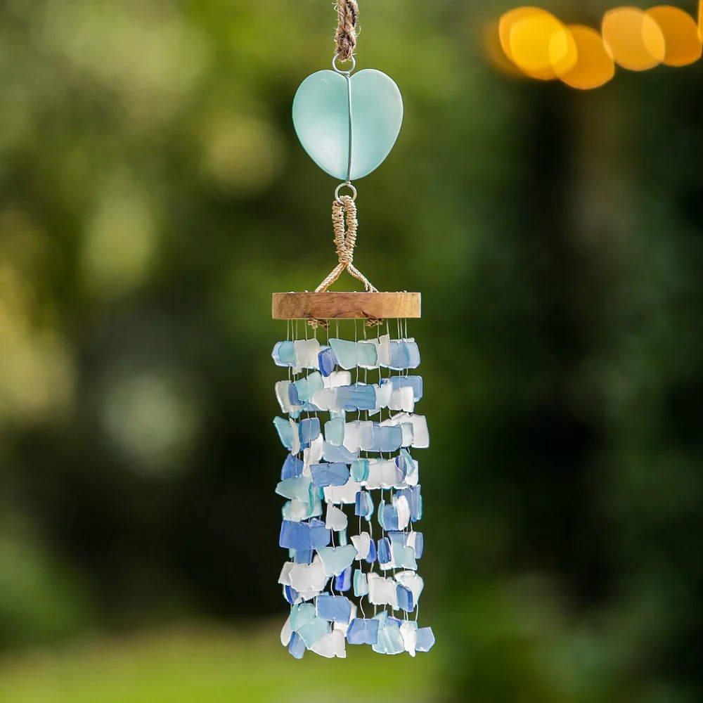 Recycled Glass Heart Mobile Set of 4 By Garden Age Supply - Image 5