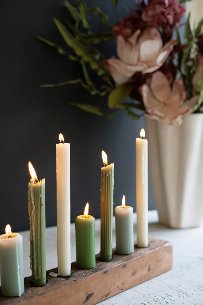Recycled Wood Nine Taper Candelabra (Min 2) By Kalalou - Image 2