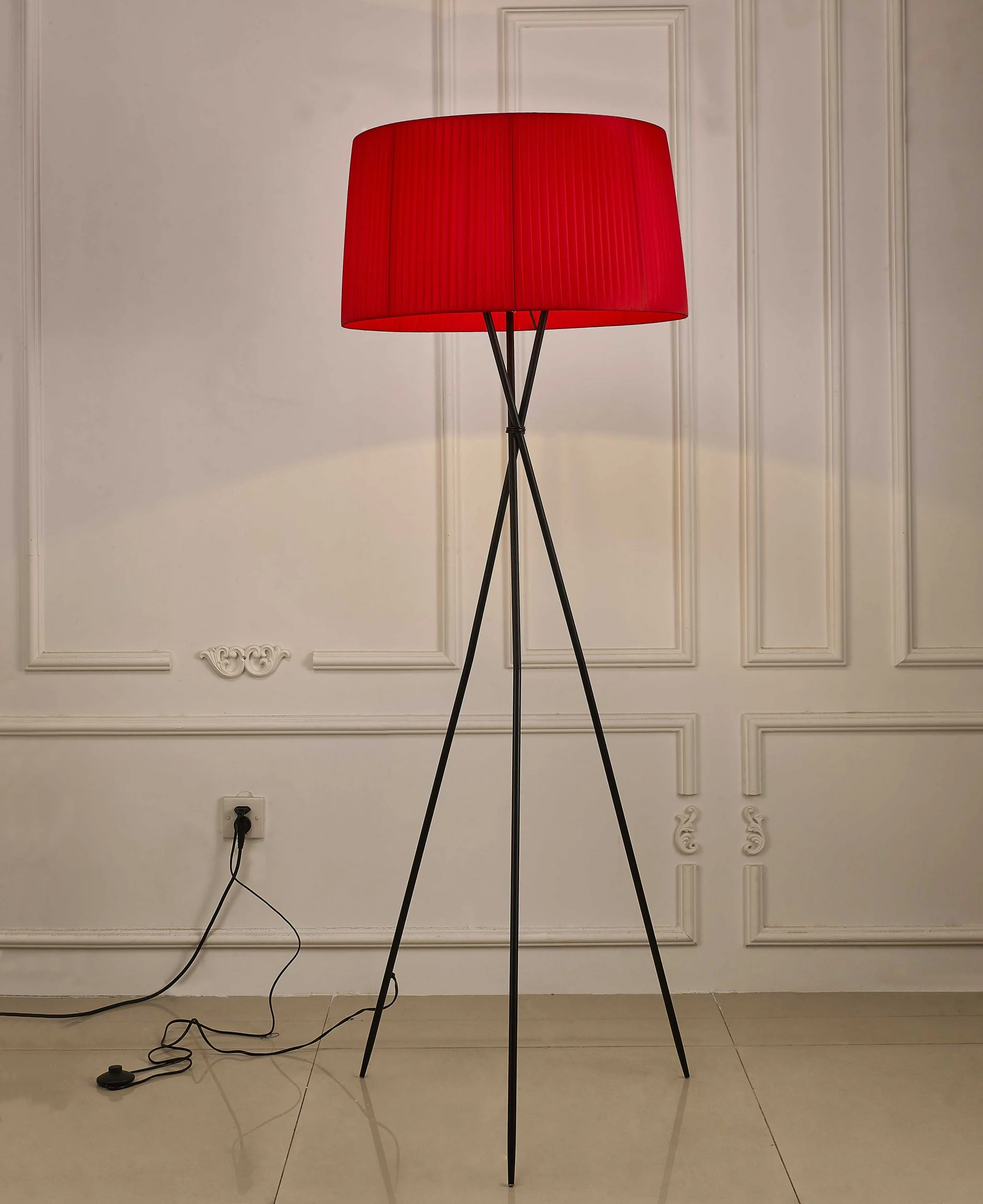 Red Metal Floor Lamp By Homeroots