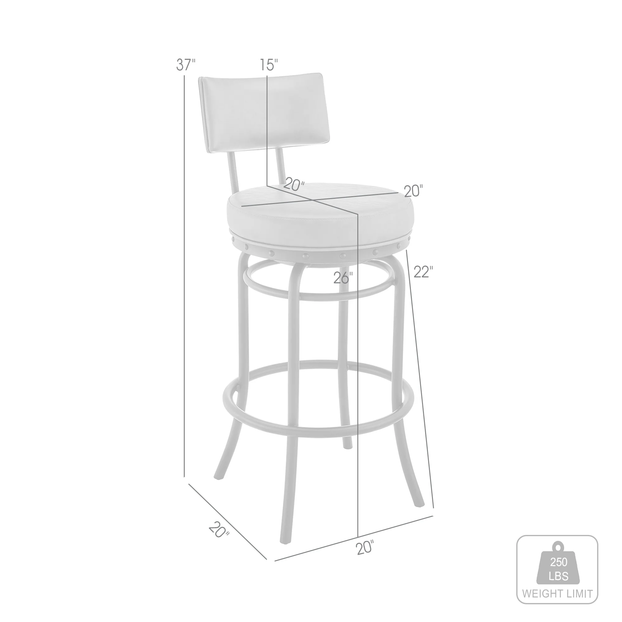 Rees Swivel Counter or Bar Stool in Mocha Finish with Brown Faux Leather By Armen Living - Image 9
