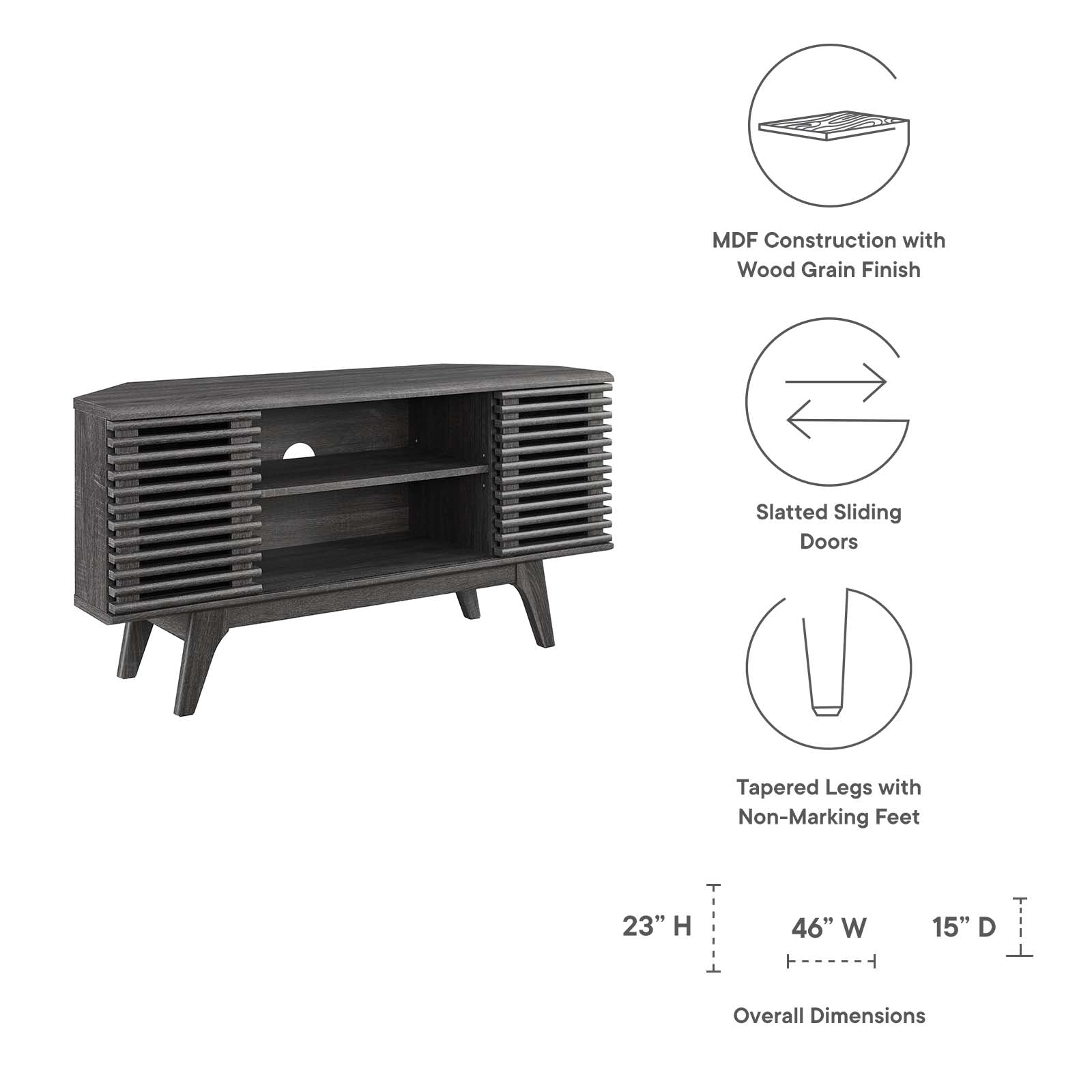 Render 46" Corner TV Stand By Modway - EEI-6157 - Image 7