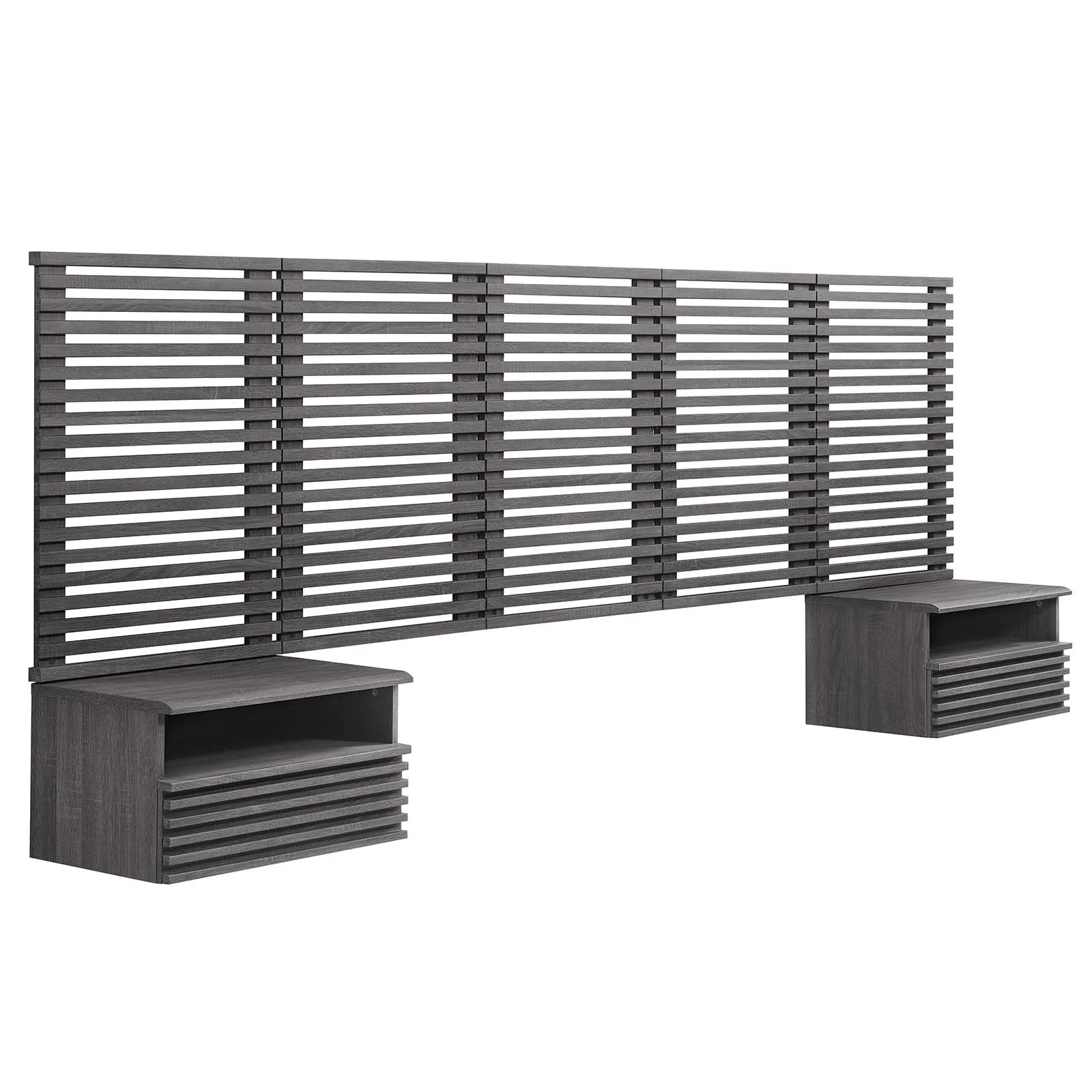 Render Wall Mount Queen Headboard and Modern Nightstands By Modway - MOD-7116 - Image 2