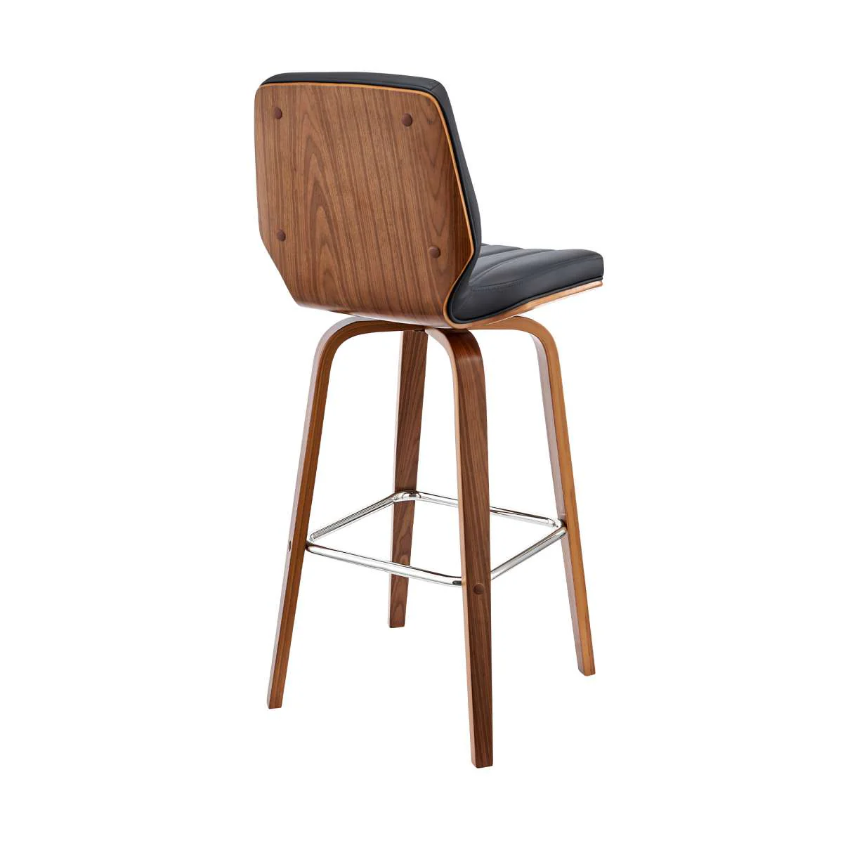 Renee 26" Swivel Grey Faux Leather and Walnut Wood Bar Stool By Armen Living - Image 4