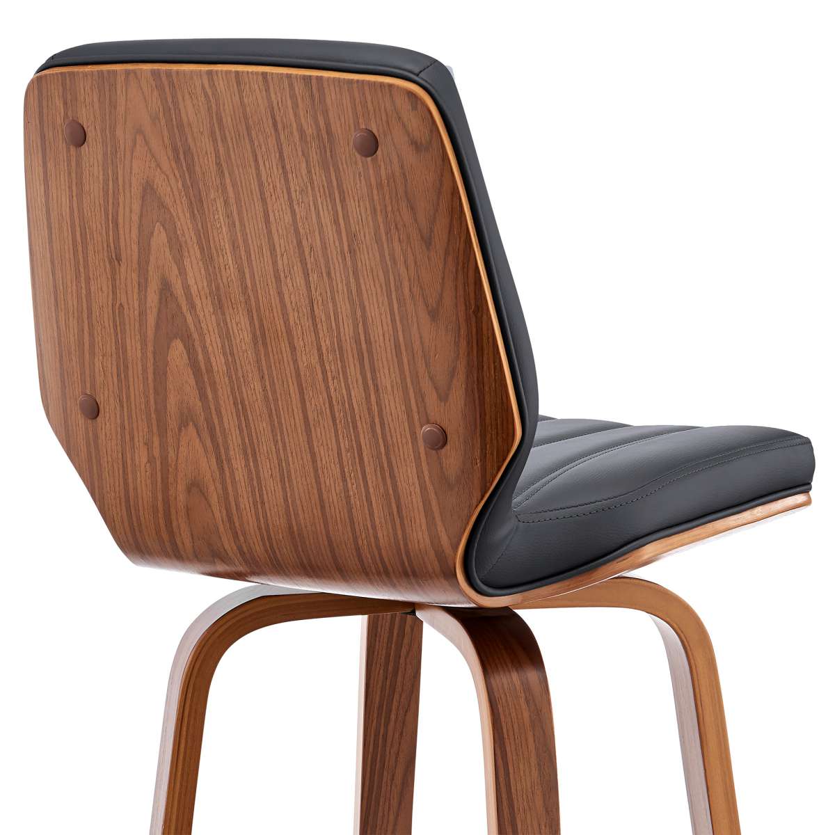 Renee 26" Swivel Grey Faux Leather and Walnut Wood Bar Stool By Armen Living - Image 7