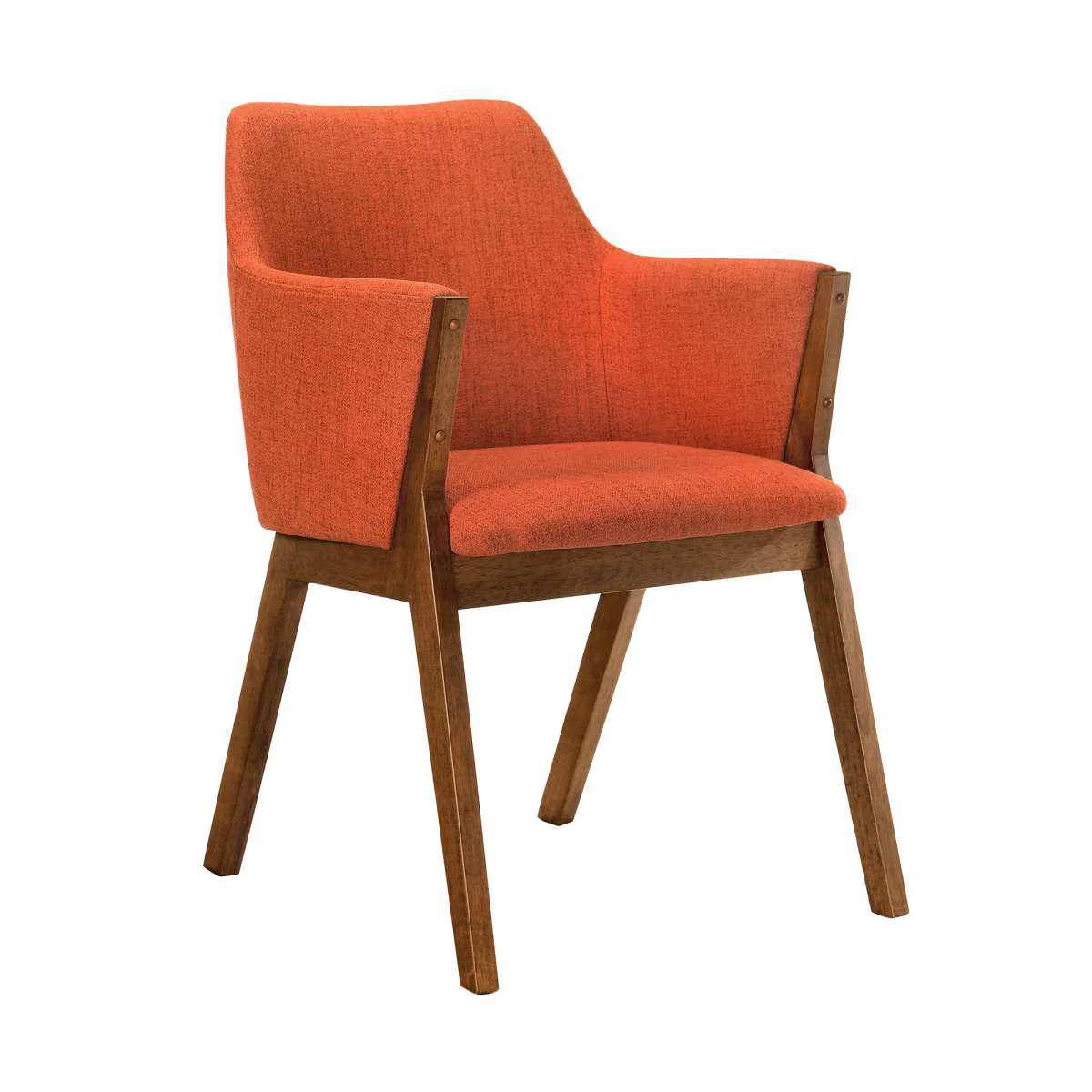 Renzo Orange Fabric and Walnut Wood Dining Side Chairs - Set of 2 By Armen Living - Image 3