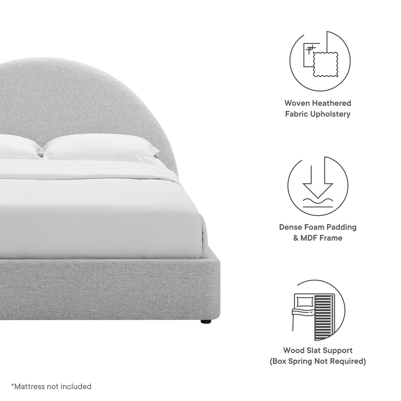 Resort Upholstered Fabric Arched Round Queen Platform Bed By Modway - MOD-7132 - Image 15