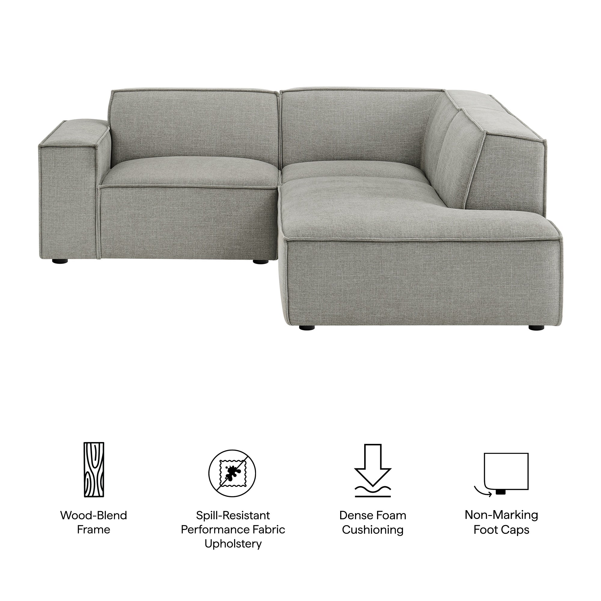 Restore 3-Piece Performance Fabric Upholstered Modular L-Shaped Sectional Sofa by Modway - Image 40