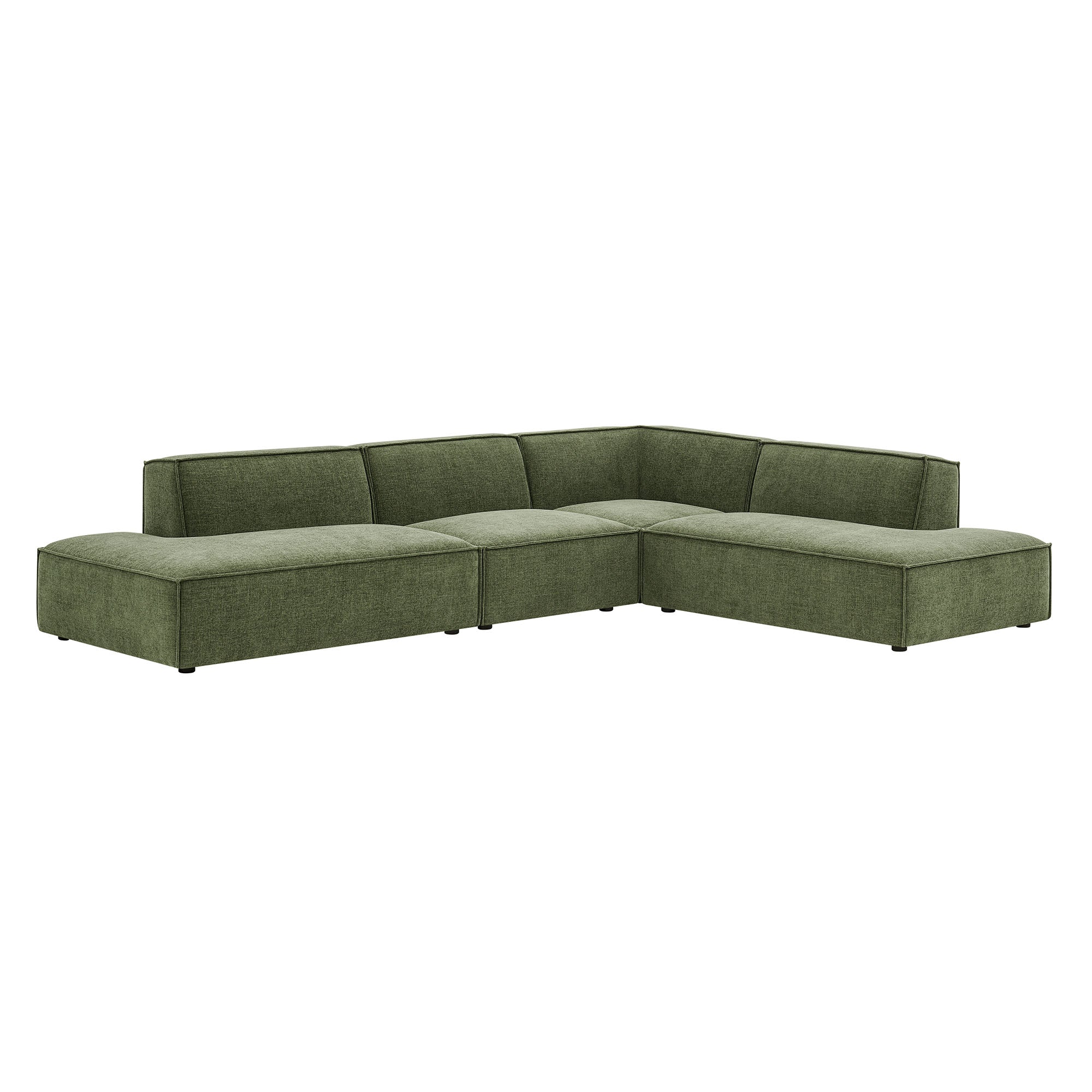 Restore 4-Piece Performance Fabric Upholstered Modular L-Shaped Armless Sectional Sofa by Modway - Image 13