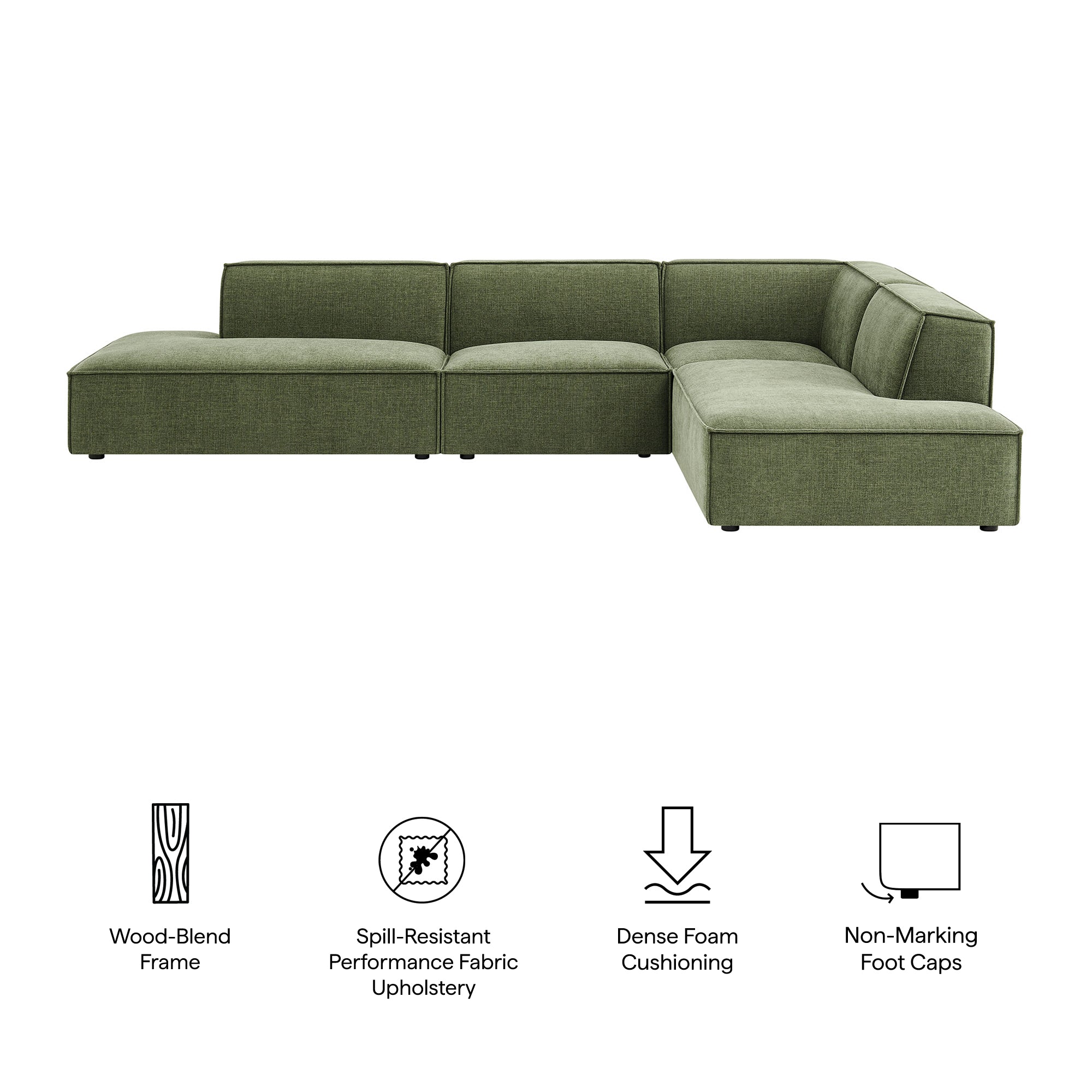 Restore 4-Piece Performance Fabric Upholstered Modular L-Shaped Armless Sectional Sofa by Modway - Image 19