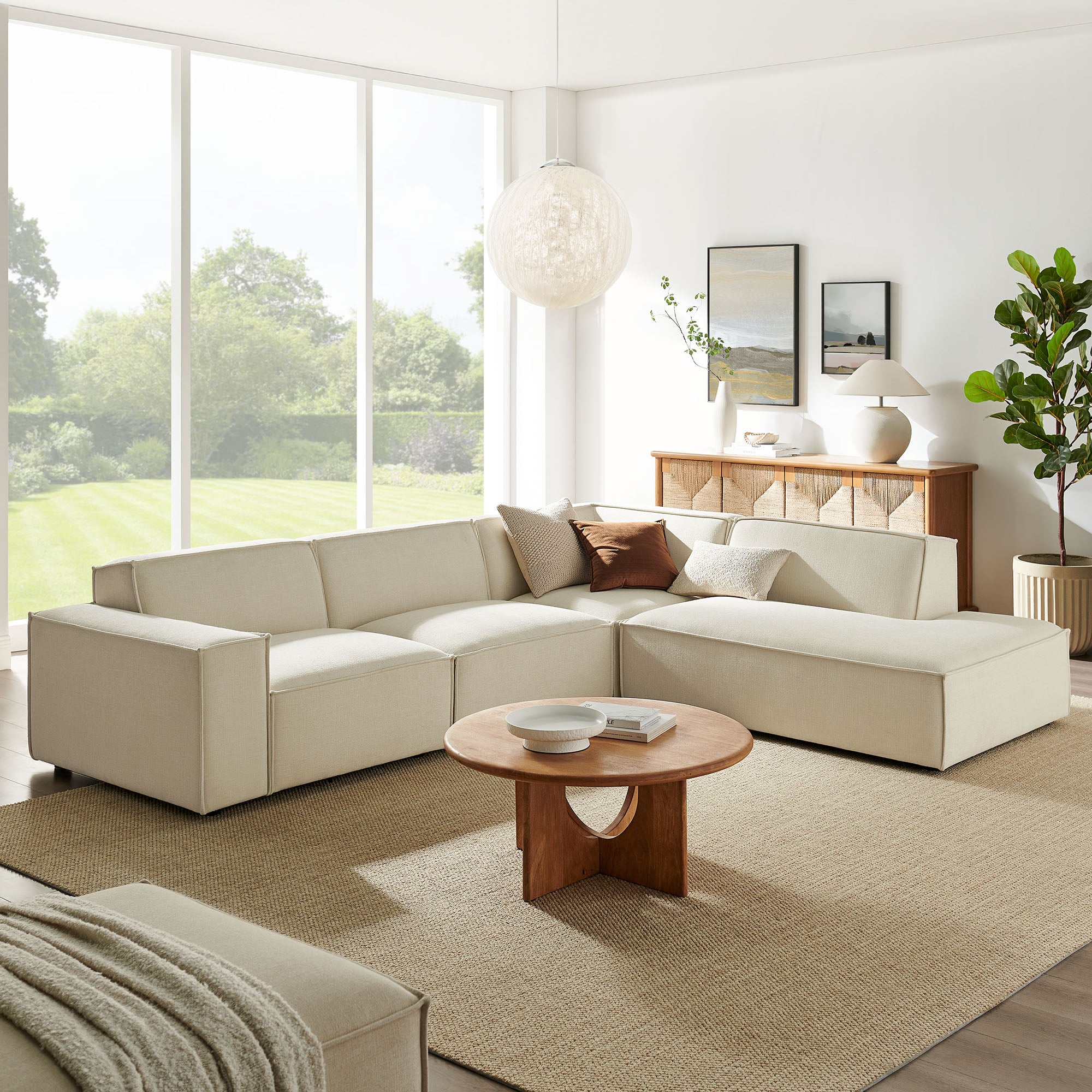 Restore 4-Piece Performance Fabric Upholstered Modular L-Shaped Sofa by Modway