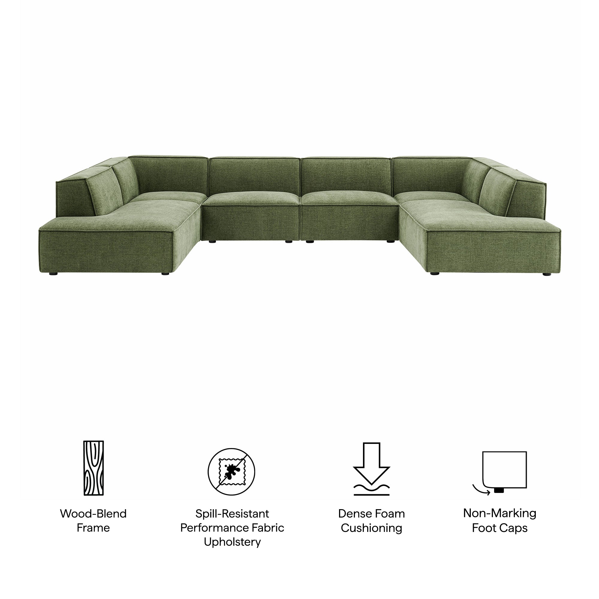 Restore 6-Piece Performance Fabric Upholstered U-Shaped Sectional Sofa by Modway - Image 19