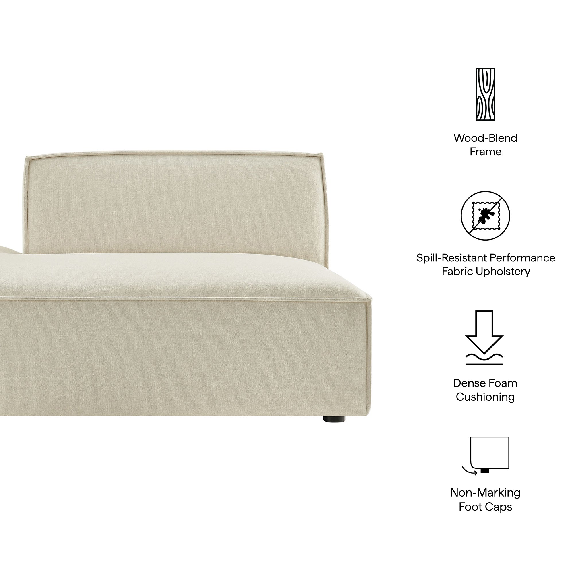 Restore Performance Fabric Upholstered Left-Facing Armless Modular Chaise by Modway - Image 8