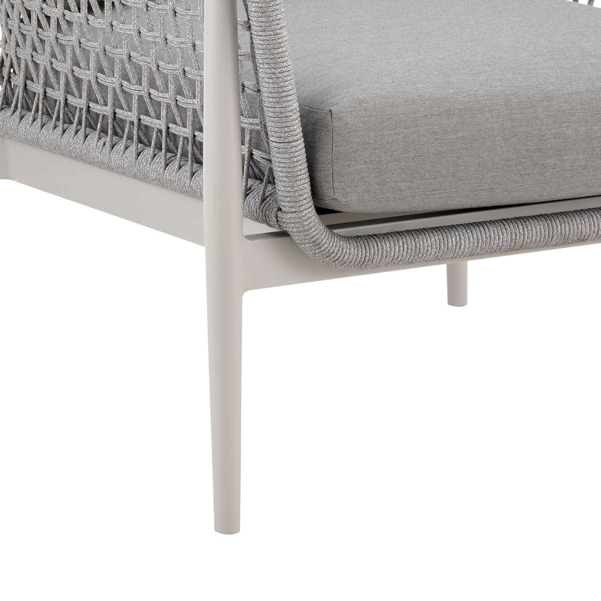 Rhodes Outdoor Patio 4 Piece Conversation Set in Aluminum with Sintered Stone and Gray Cushions By Armen Living - Image 6