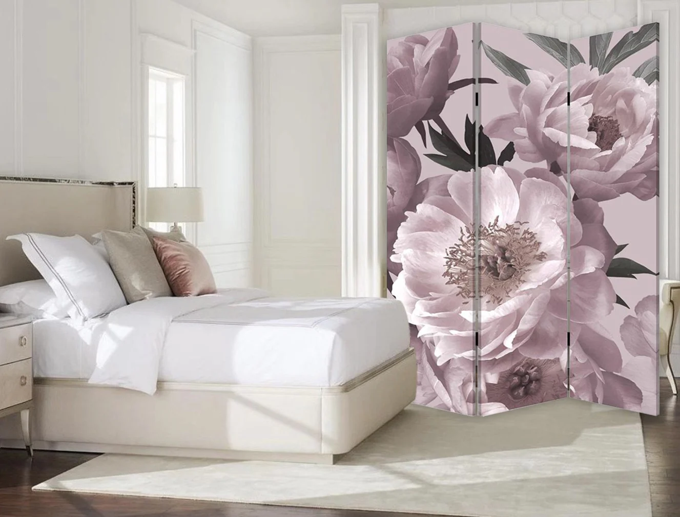 Romantic Floral Three Panel Room Divider Screen By Homeroots