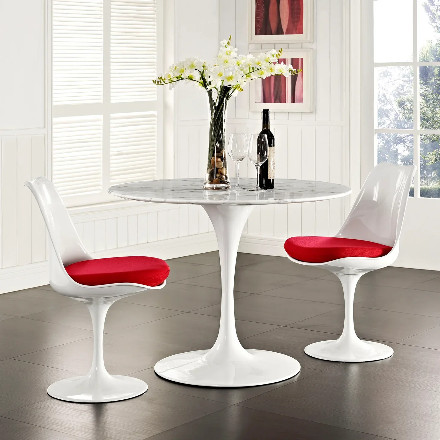 Rose 40" Round Marble Dining Table By World Modern Design