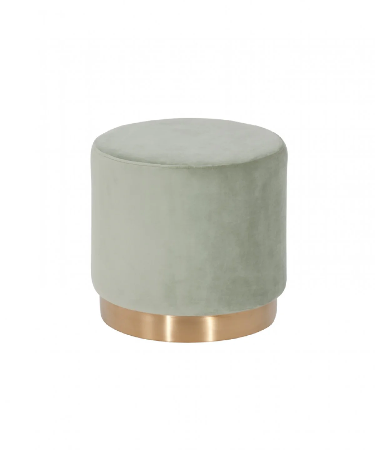 Round Modern Grey Velvet Ottoman with Gold Base By Homeroots