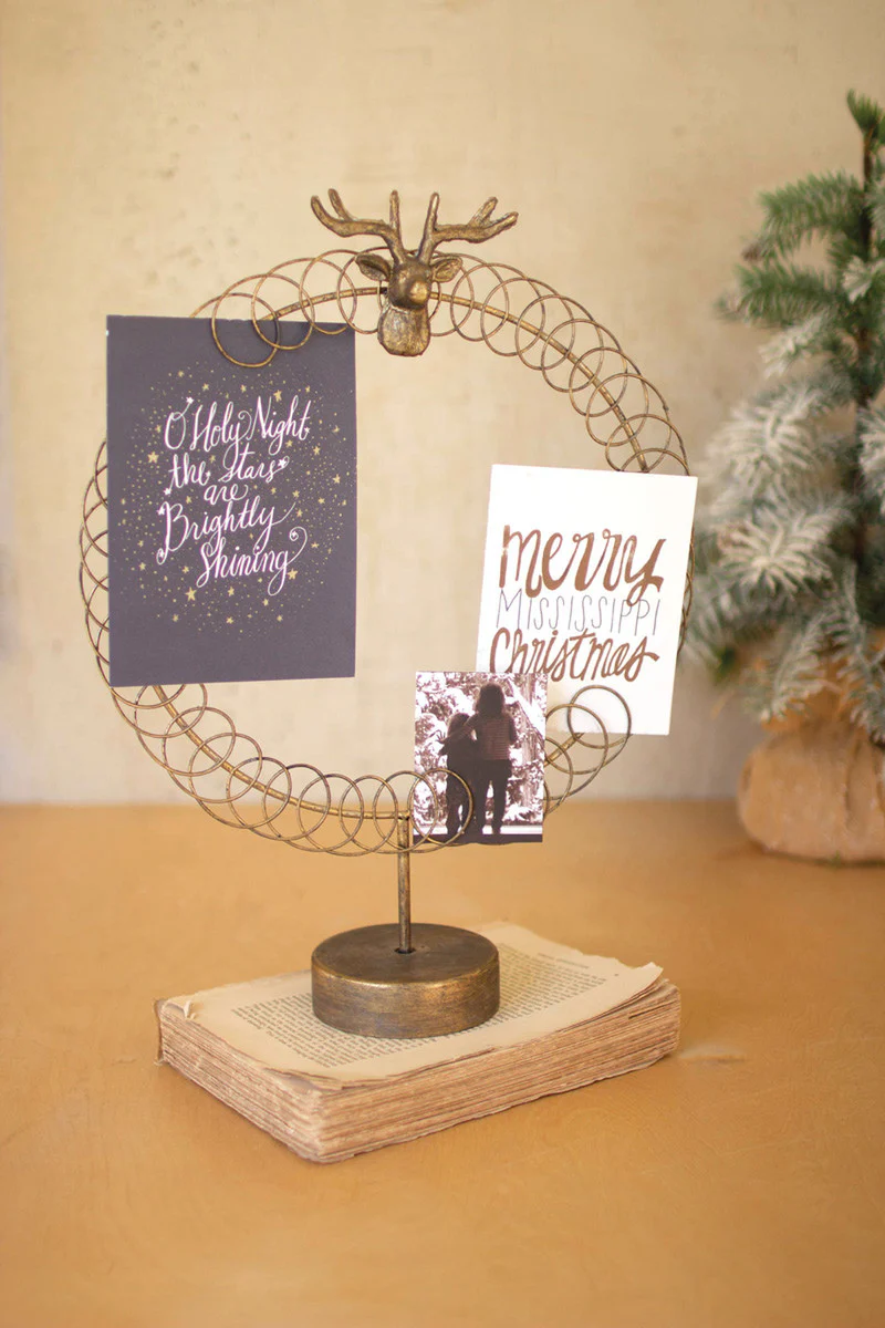 Round Wire Christmas Card Holder On A Stand (Min 2) By Kalalou