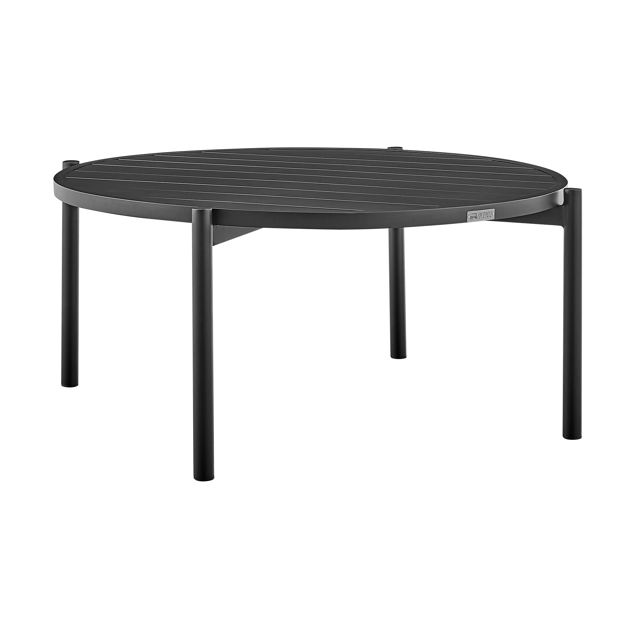 Royal and Tiffany 3 Piece Outdoor Patio Swivel Seating Set in Black Aluminum with Teak Wood and Grey Cushions By Armen Living - Image 6