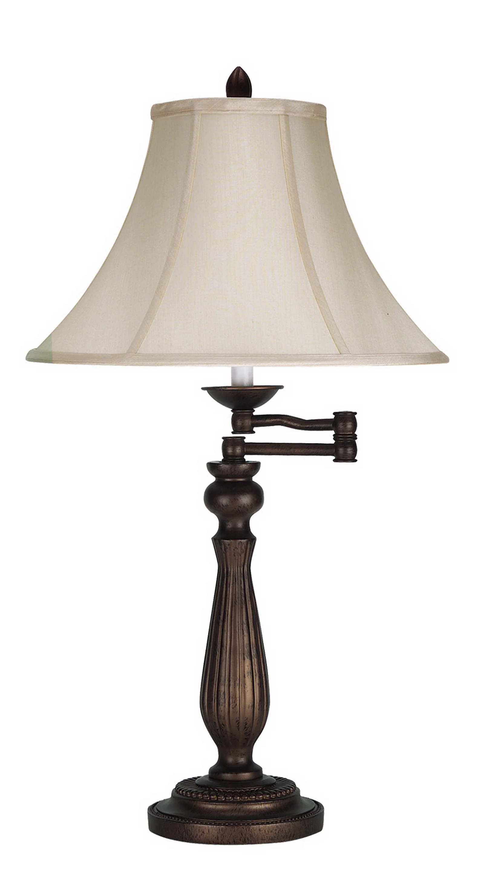Rust Metal Table Lamp With Pearl Bell Shade By Homeroots