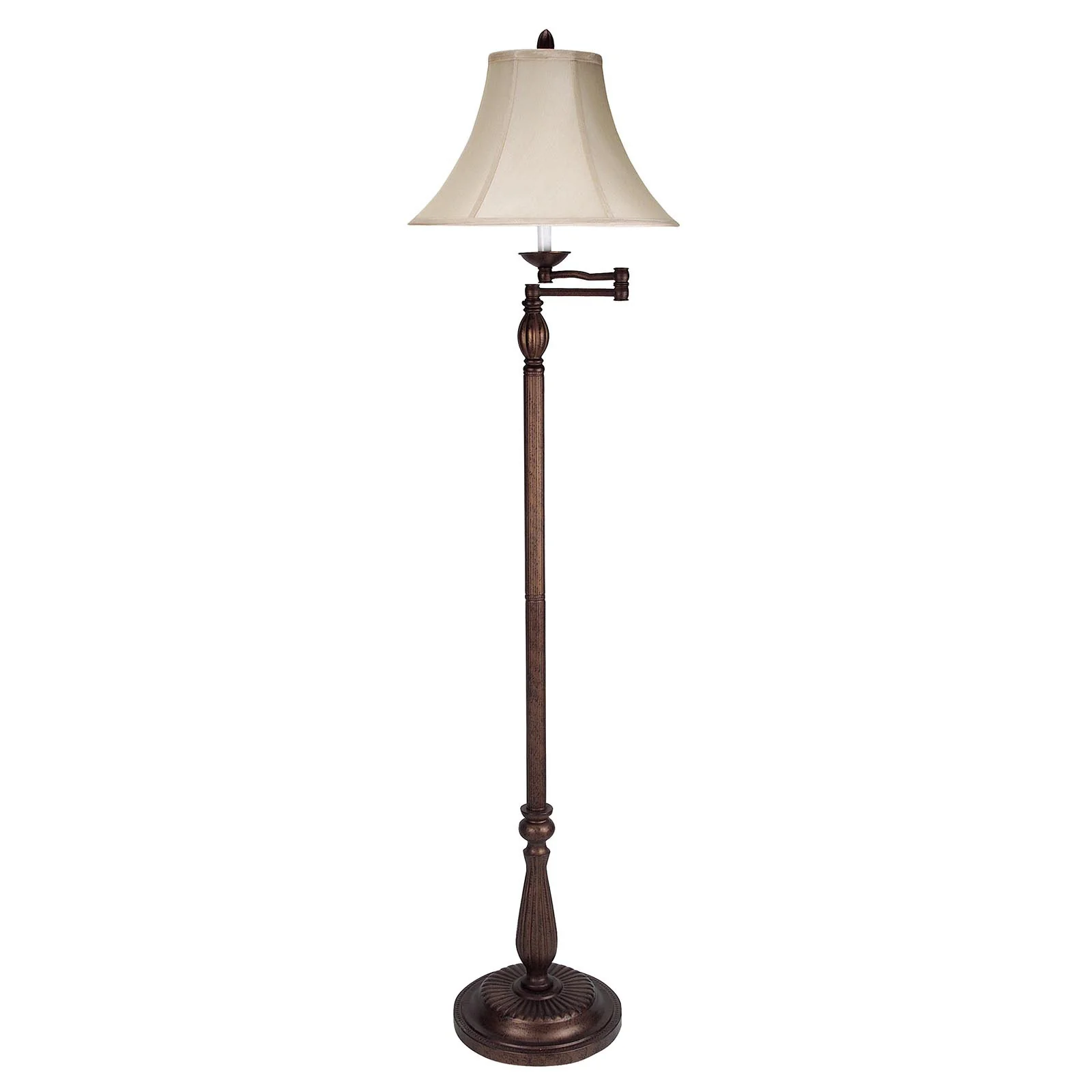 Rusted Swing Arm Floor Lamp With Champagne Bell Shade By Homeroots