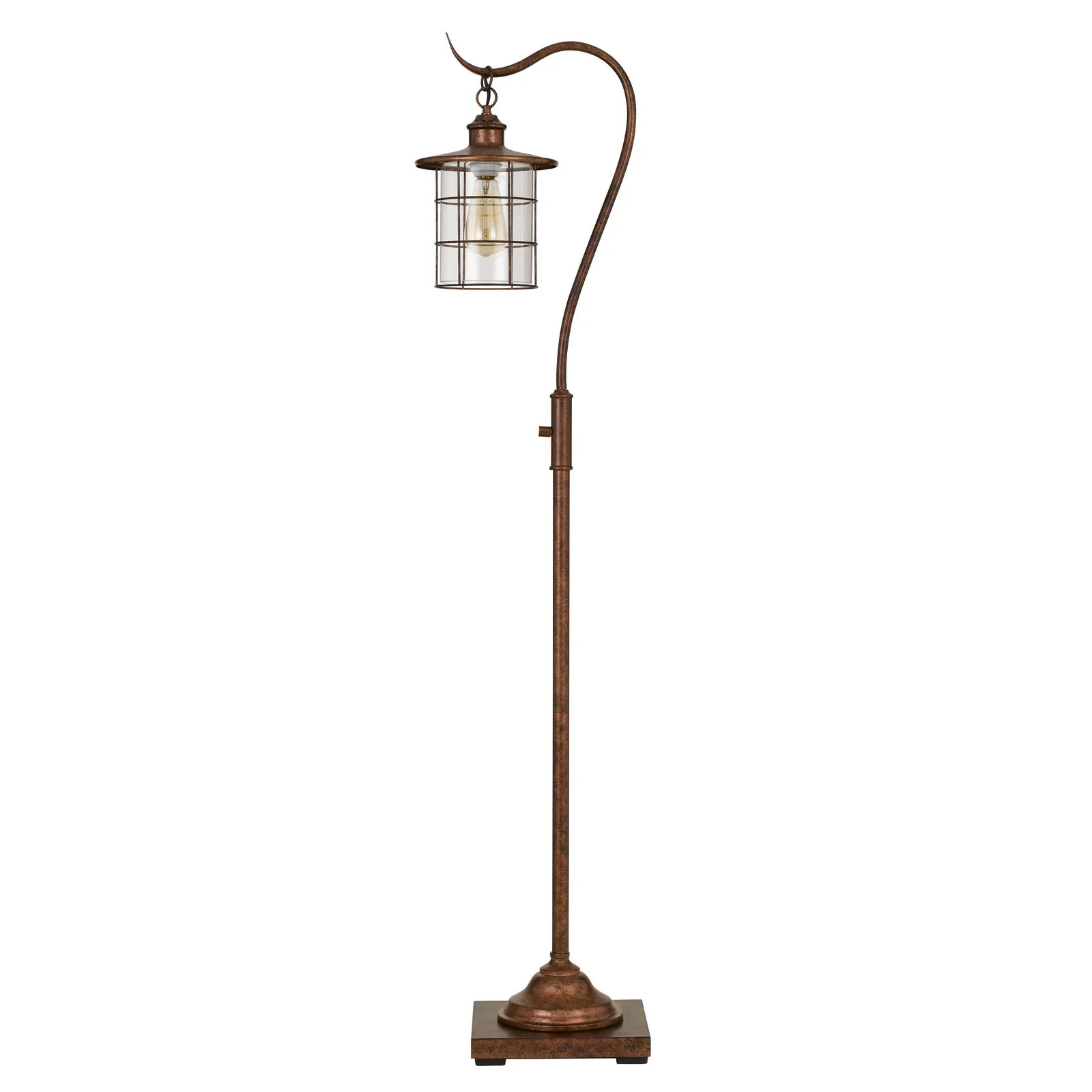 Rusted Traditional Shaped Floor Lamp With Rust Transparent Glass Drum Shade By Homeroots