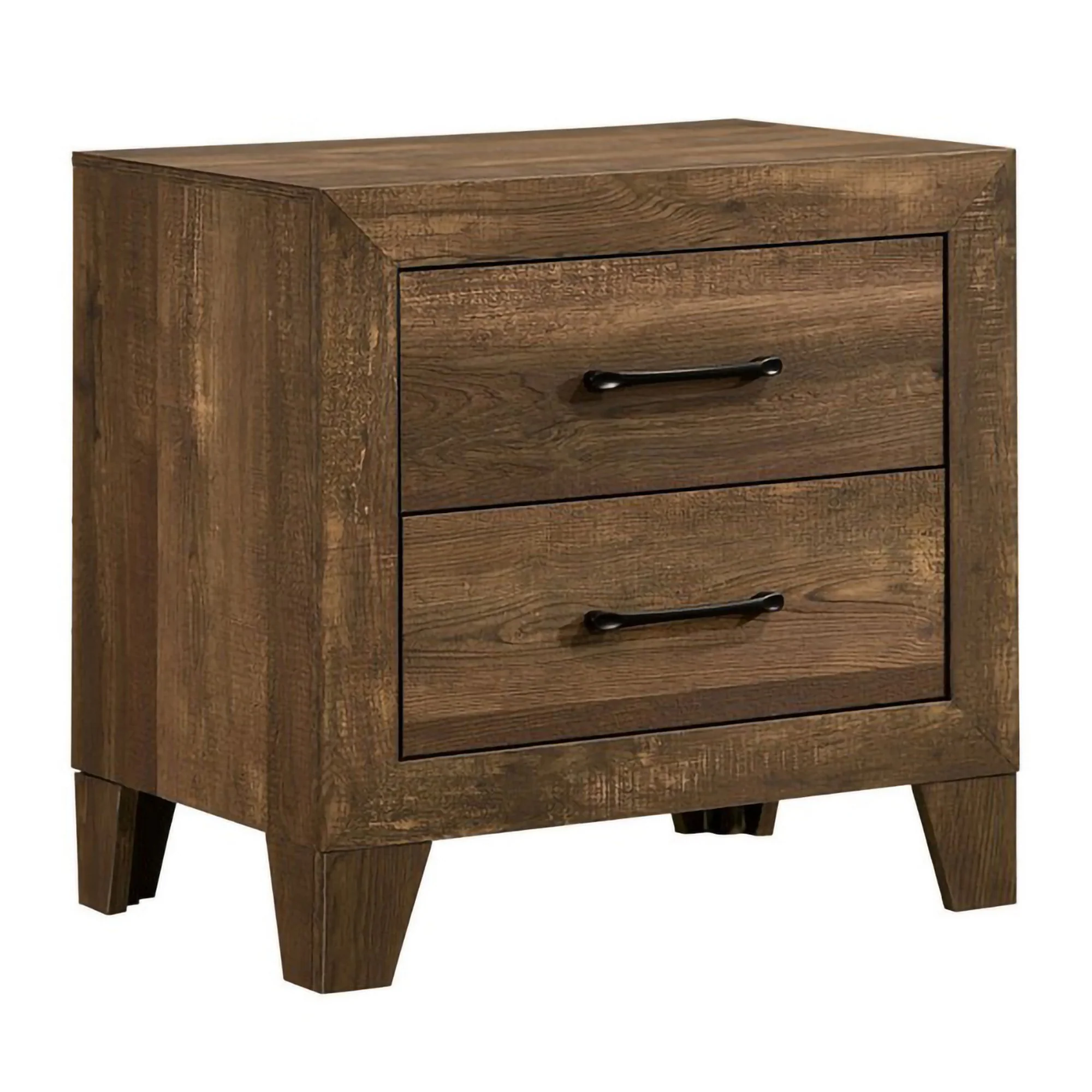 Rustic 2 Drawer Wooden Nightstand With Grain Details Brown By Benzara