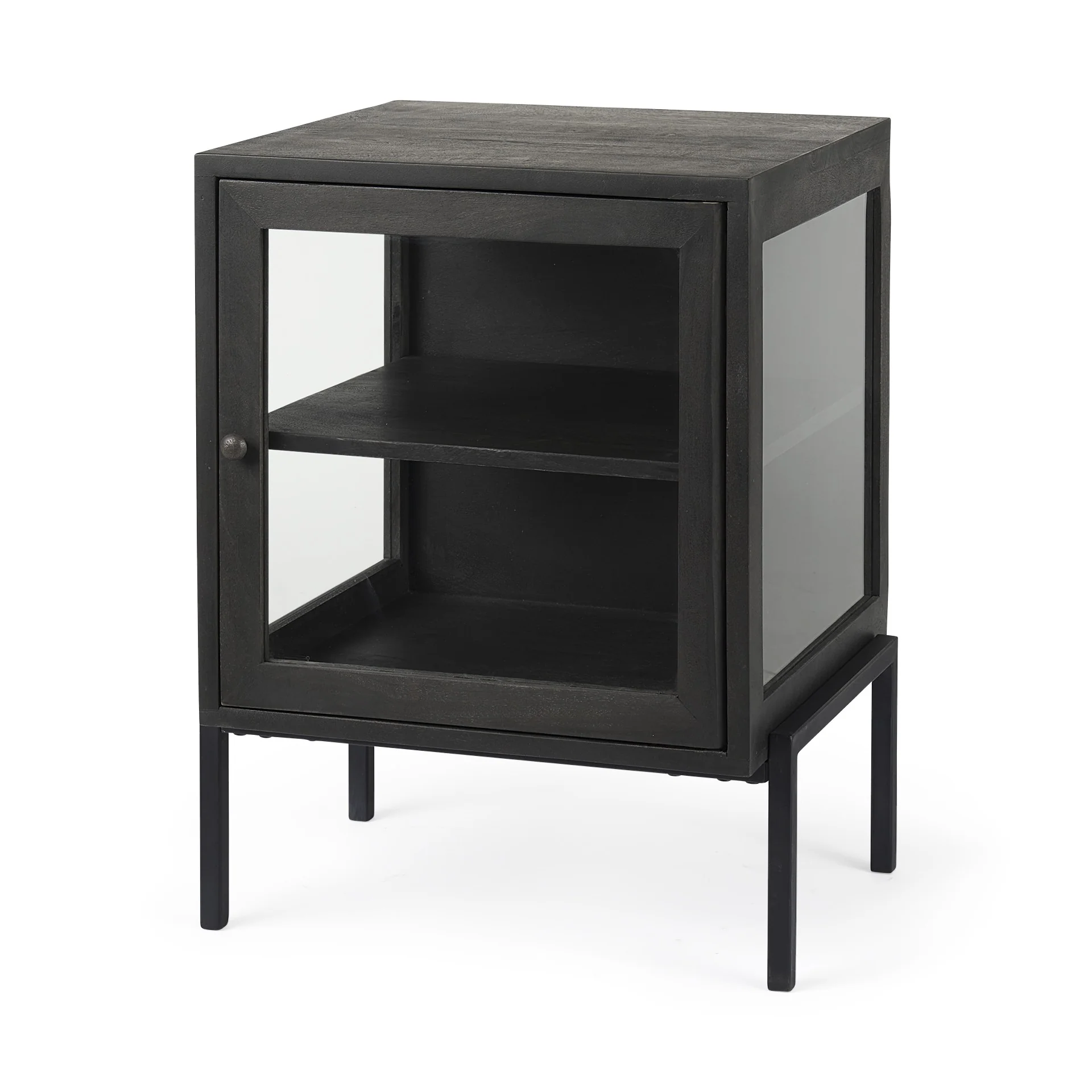 Rustic Black on Black Shadowbox Cabinet By Homeroots