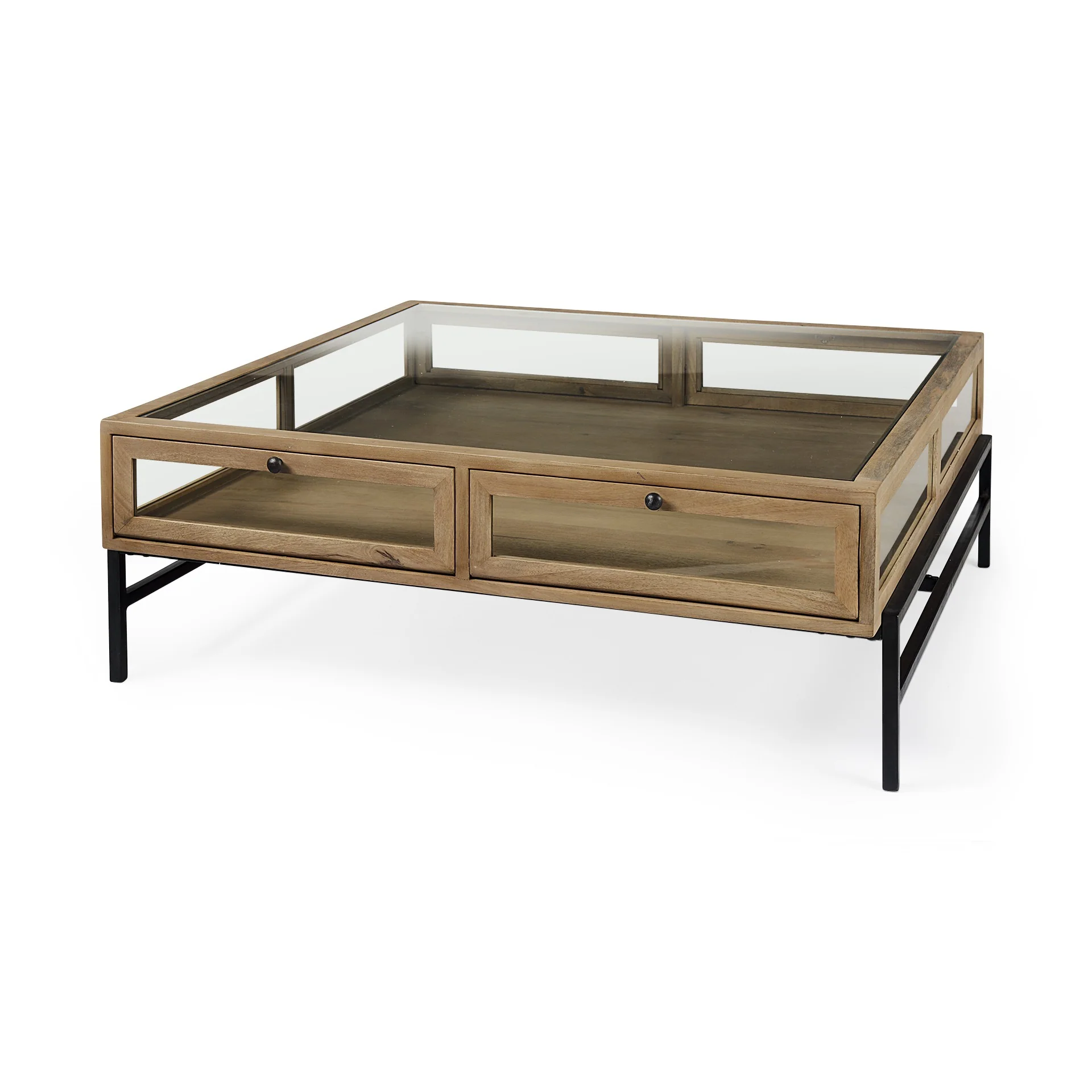 Rustic Natural Brown Shadowbox Coffee Table By Homeroots