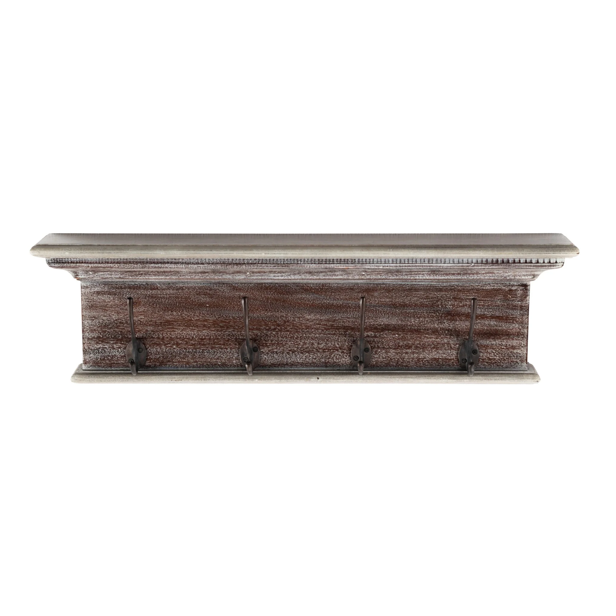 Rustic Natural Wash Wood Four Hook Hanging Coat Rack By Homeroots