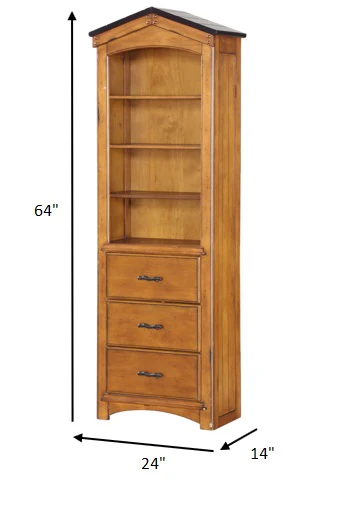 Rustic Oak Bookcase Cabinet By Homeroots - Image 7