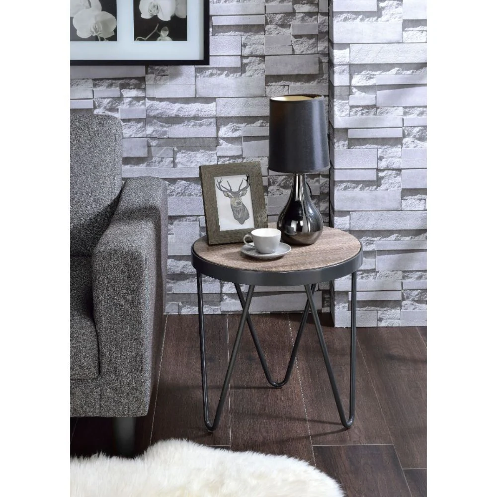 Rustic Weathered Gray Oak End Table By Homeroots