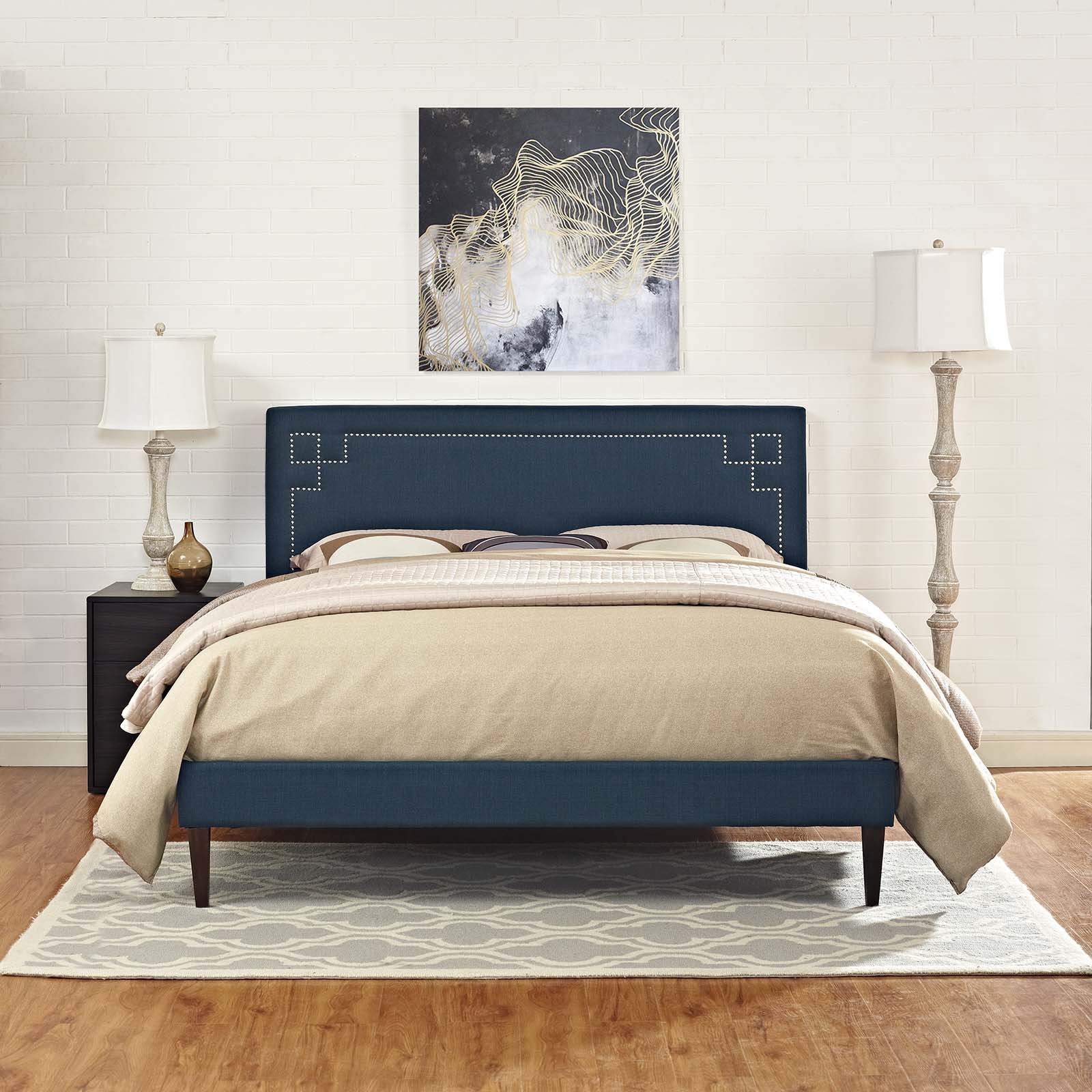 Ruthie King Fabric Platform Bed with Squared Tapered Legs By Modway - MOD-5941