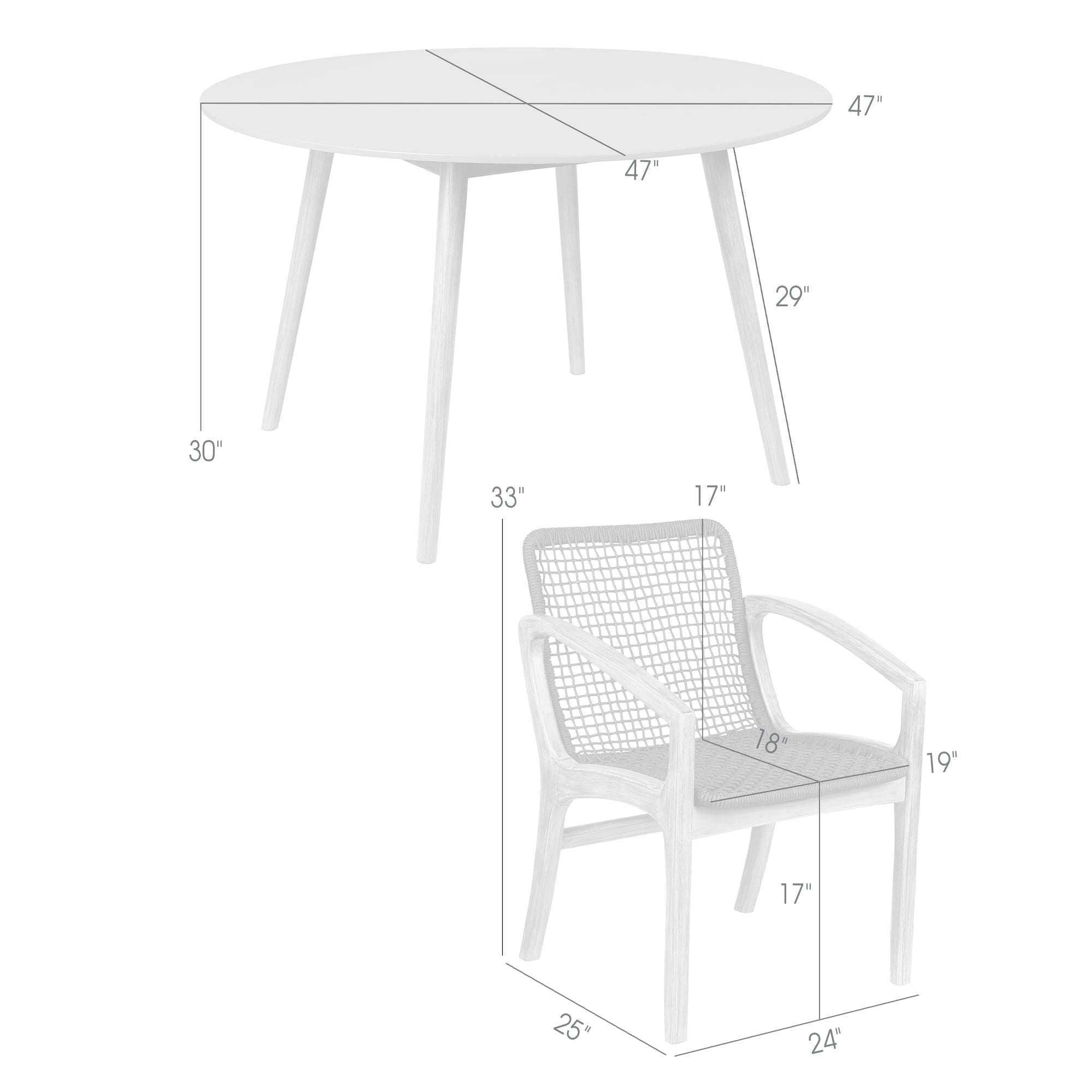 Sachi and Brighton 5 Piece Dining Set in Light Eucalyptus Wood with Charcoal Rope By Armen Living - Image 19