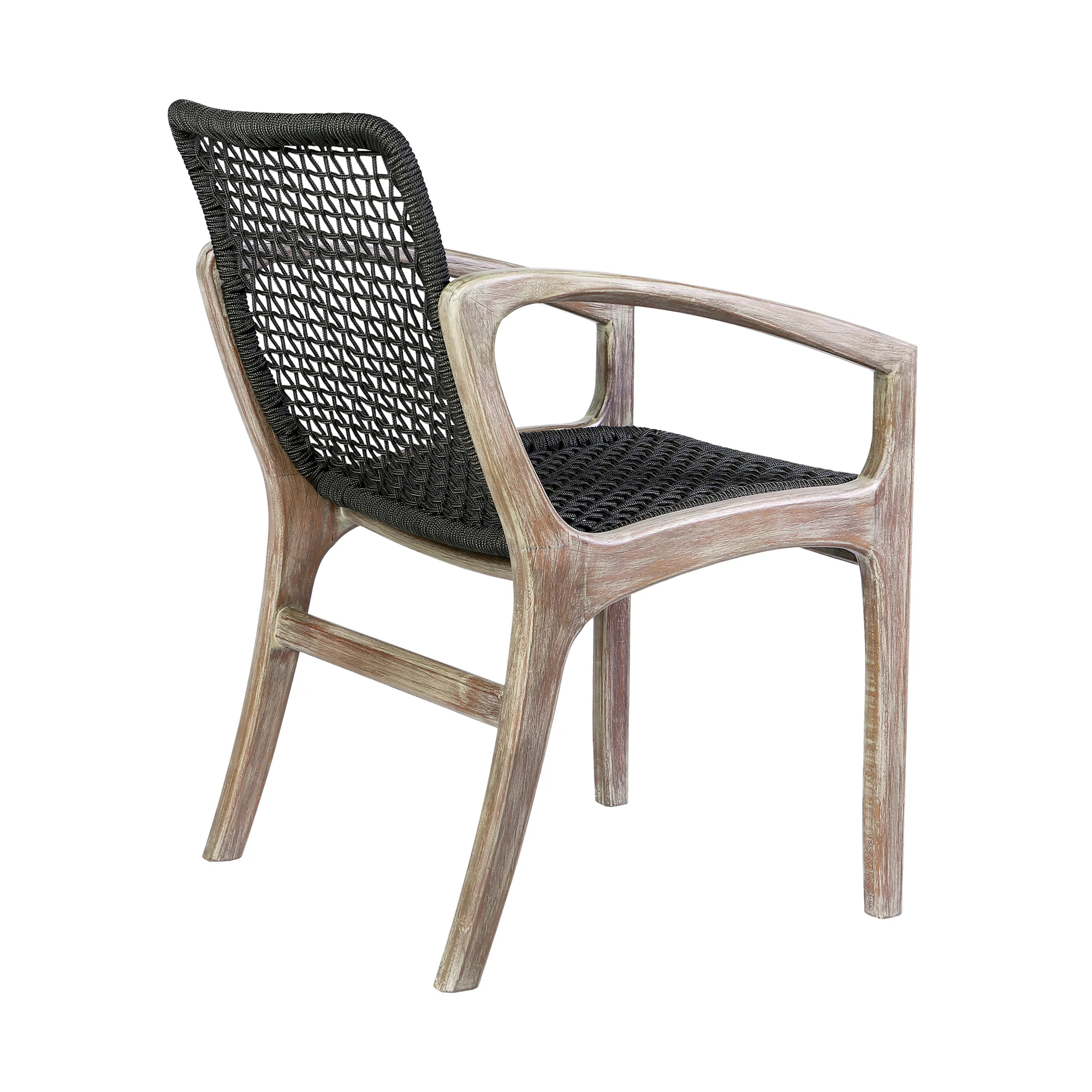 Sachi and Brighton 5 Piece Dining Set in Light Eucalyptus Wood with Charcoal Rope By Armen Living - Image 4