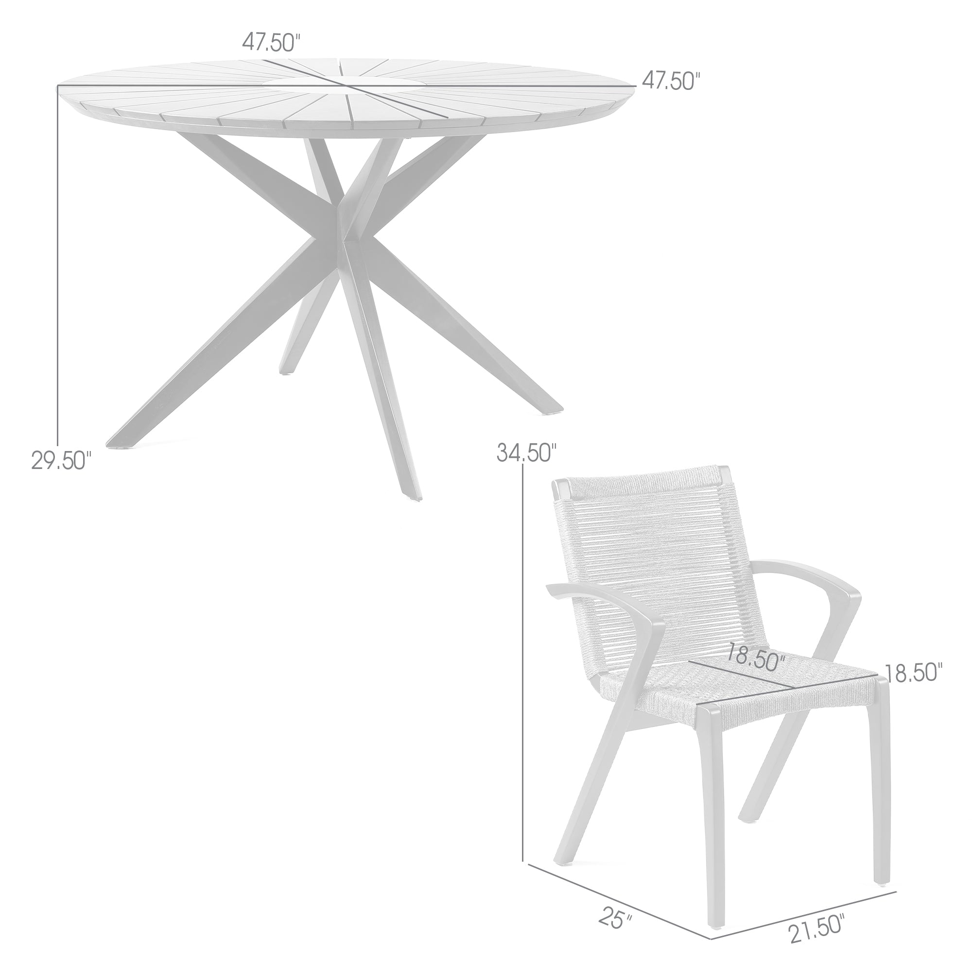 Sachi and Nabila Outdoor 5 Piece Light Eucalyptus and Concrete Dining Set By Armen Living - Image 9