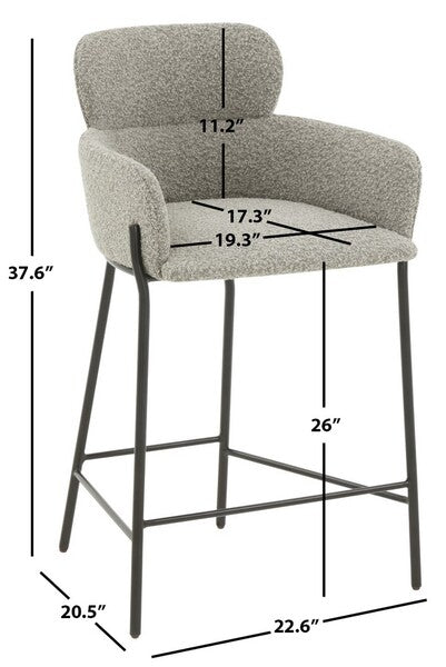 Safavieh Charlize Velvet Counter Stool - Light Gray - Image 5