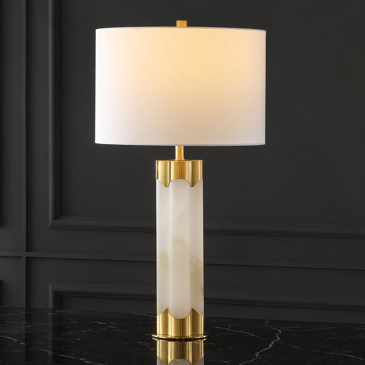 Safavieh Chavez Alabaster Table Lamp - White and Gold