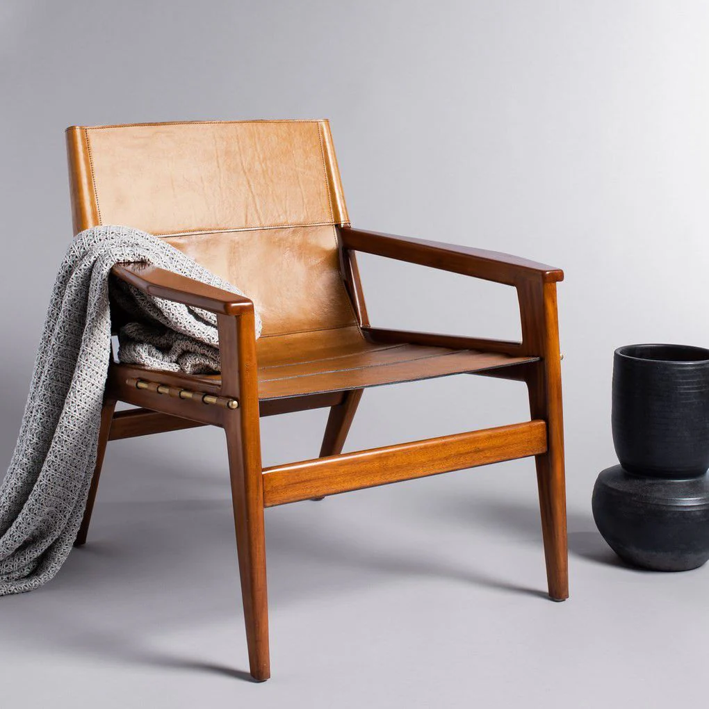Safavieh Culkin Leather Sling Chair - Brown