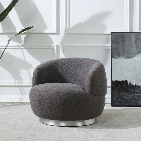 Safavieh Flynn Faux Lamb Wool Swivel Ch - Dark Gray